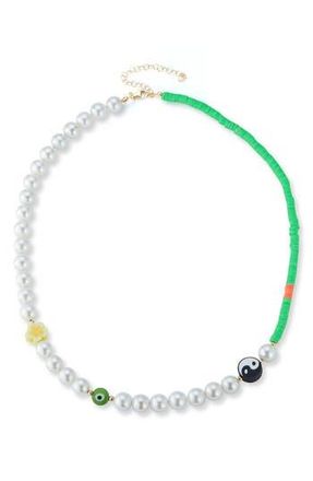 Sphera Milano 14K Yellow Gold Vermeil Imitation Pearl Beaded Necklace at Nordstrom Rack