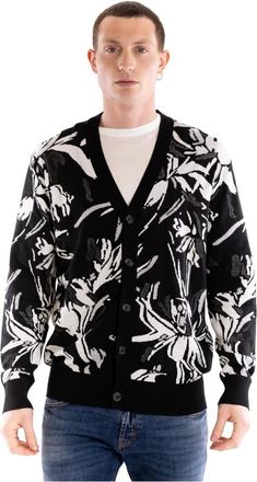 Paolo Pecora Truien & Vesten, Heren, Zwart, XL, Katoen, Cardigan met bloemenprint