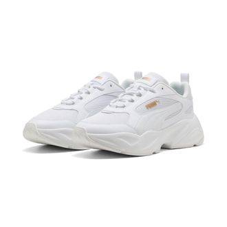 Puma Sneaker PUMA CASSIA 2.0, Damen, Gr. 37,5, weiss (puma wei&szlig;, puma gold, puma wei&szlig;), Textil, Schuhe Sneaker