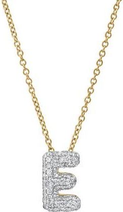 LuvMyJewelry Small Bubble Initial Letter 14K Yellow Gold Diamond Pendant Necklace in Gold E at Nordstrom