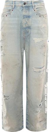 Amiri Studded Wide-Leg Jeans