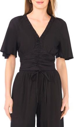 Parker Ruched V-Neck Top in Rich Black at Nordstrom Rack, Size X-Large
