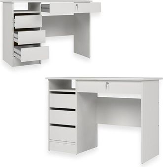 Tvilum Scrivania Ufficio Function Plus Tvilum 109x48x75 cm con 3 Cassetti e Serratura - colore: bianco