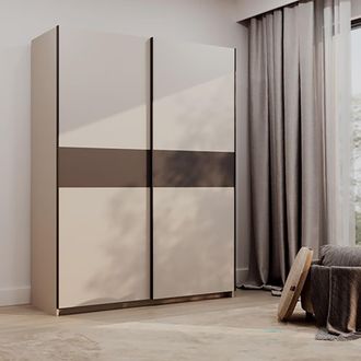 Dmora Armario 2 Puertas Manita, Ropero Dormitorio 2 Estantes, Perchero, 2 Puertas, 150x204h Cm Beige Cashmere