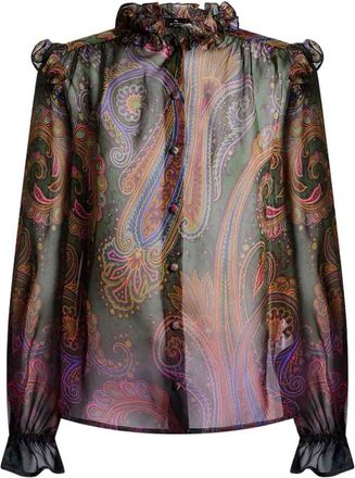 Etro Silk Shirt With Placement Dgrad Paisley Print