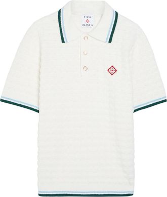 Casablanca Casablanca Logo-appliqu&eacute;d Boucl&eacute; Polo Shirt - White - XL