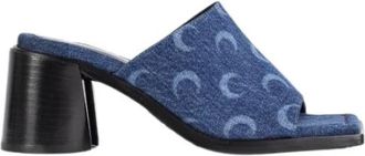 Marine Serre Moon Allover Print Denim Heeled Mules - Dames - Muiltjes - Blauw - 35 EU - Denim - Schoenen