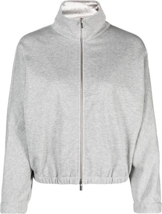 PESERICO m&eacute;lange-effect zip-up fleece sweatshirt - women - Polyamide/Polyester/Cotton/Polyester/Spandex/Elastane - 38 - Grey