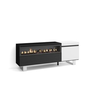 Skraut Home Skraut Home - Mueble Tv, Televisi&oacute;n, Muebles De Sal&oacute;n, Almacenaje, 150x57x35cm, Para Tv Hasta 65, Chimenea El&eacute;ctrica, Dise&ntilde;o Industrial, Estilo Modern