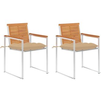vidaXL Sillas De Jard&iacute;n Con Cojines 2 Uds Madera Maciza Acacia Y Acero Vidaxl