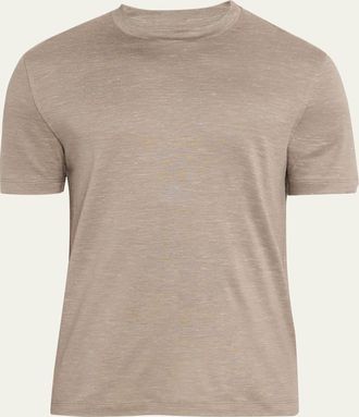Brioni Mens Heathered Cotton Crewneck T-Shirt
