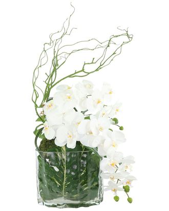 Creative Displays Inc. Handmade Faux Orchid Arrangement With Philodendron In Vase
