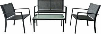 Mobili Rebecca Salón de jardín 4 plazas de acero y poliéster gris oscuro