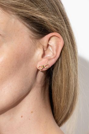 Ferragamo Earrings With Shimmering Crystals, Womens, Gold