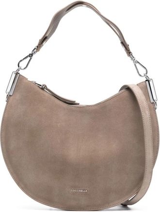 Coccinelle Su&egrave;de schoudertas met verstelbare band - Dames - Schoudertassen - Bruin - ONE Size - Su&egrave;de - Tassen