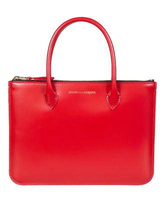 Comme Des Gar&ccedil;ons Vibrant Red Handles Glossy Handbag