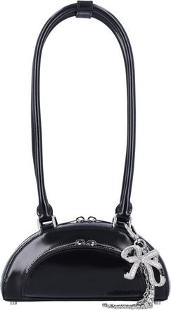 Self Portrait Zwarte Gebogen Charme Mini Schoudertas - Dames - Schoudertassen - Zwart - ONE Size - Leer - Tassen