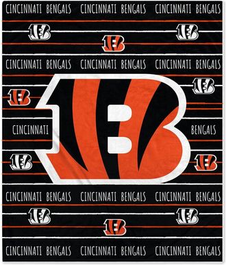 Pegasus Sports Cincinnati Bengals Nfl Team Center Stripe Logo Fleece Throw