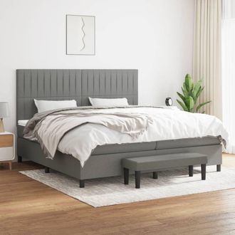 vidaXL Cama Box Spring Con Colch&oacute;n Tela Gris Oscuro 200x200 Cm Vidaxl