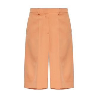 Stella McCartney Wool Pleated Shorts - Dames - Korte Broeken - Oranje - S - Wol - Korte Broeken
