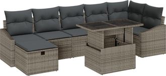 vidaXL Vidaxl - Garden Sofa Set with Cushion 8 pcs Grey Poly rattan