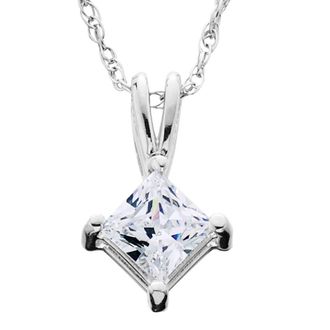 Pompeii3 1/4ct Princess Cut Solitaire Diamond Pendant 14K White Gold