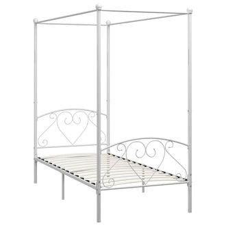 vidaXL Estructura Cama Con Dosel Sin Colch&oacute;n Metal Blanco 120x200 Cm Vidaxl