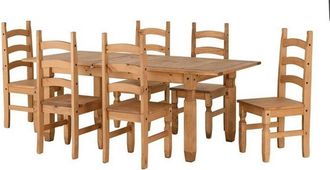 Seconique Seconique - Corona Extending Dining Set(6 Chairs) - Distressed Waxed Pine