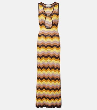 Bananhot Charli chevron crochet cotton-blend maxi dress