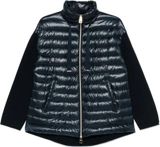 Herno Navy Blauwe Rits-Up Trekkoord Jas - Dames - Gewatteerde jassen - Blauw - XL - Jassen