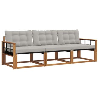 vidaXL Conjunto De Sof&aacute;s De Exterior 3 Pcs Gris Natural Y Claro Vidaxl