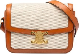 Celine Pre-owned Celine Classique Canvas and Calfskin Triomphe Crossbody Ladies S0B801MI1AUE89FB
