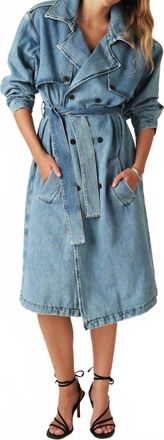 BA&SH Denim Trench Coat In Mid Blue