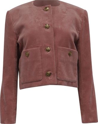 Chlo&eacute; Cropped Corduroy Jacket in Pink Cotton