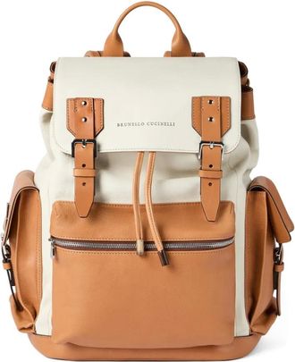 Brunello Cucinelli Leren City rugzak - Beige