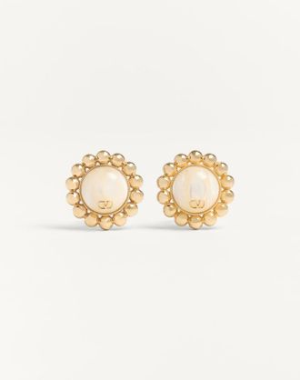 Valentino Garavani Orecchini Pas Plus In Metallo E Perla Donna ORO/CREMA UNI