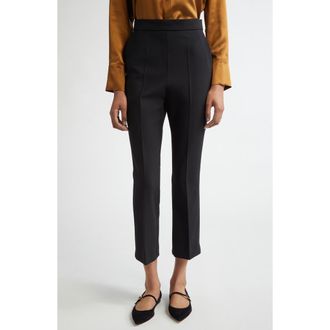 Max Mara Nepeta Stretch Virgin Wool Flare Leg Ankle Trousers in Black at Nordstrom, Size 16