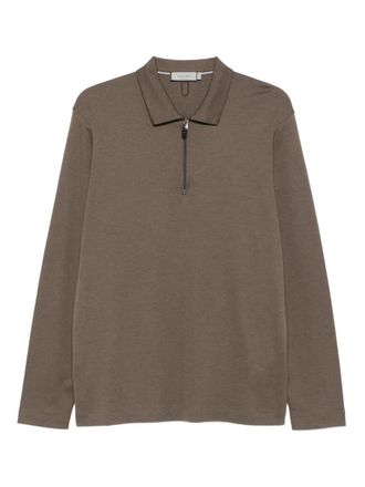Canali zip-neck long-sleeve sweater - men - Cotton/Lyocell - 54 - Brown