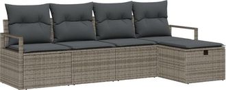 vidaXL Garden Sofa Set with Cushion 5 pcs Grey Poly rattan Vidaxl