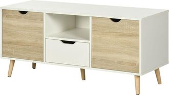 HOMCOM Homcom - Mobile Porta tv Moderno in Truciolato e Legno di Pino Bianco Colore Legno