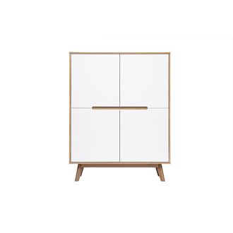 Miliboo Aparador Madera Natural Y Blanca 4 Puertas Helia