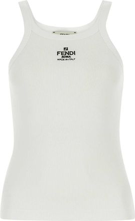 Fendi White Stretch Cotton Top