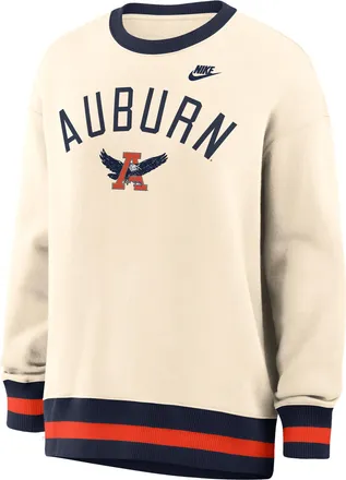 Nike Auburn Legacy Nike Womens College Oversized Pullover Crew in Brown | 040H0JHIAUV-526