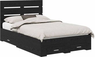 vidaXL Estructura De Cama Con Caj&oacute;n Roble Negro 135 X 190 Cm Vidaxl