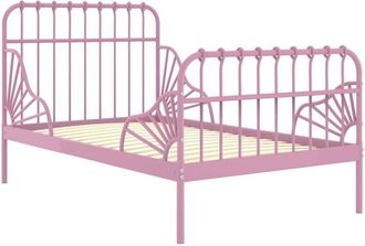 vidaXL Vidaxl - Extendable Bed Frame without Mattress Pink Metal 80x130/200 cm