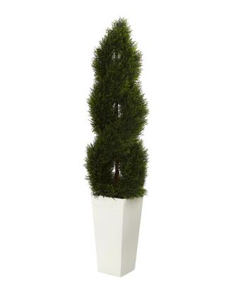 Nearly Natural 5.5Ft Double Pond Cypress Spiral Topiary Artificial Tree