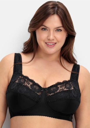 Sheego B&uuml;gelloser BH SHEEGO, Damen, Gr. 11,5, Cup D, schwarz, 83% Polyamid, 17% Elasthan, BHs B&uuml;gelloser BH