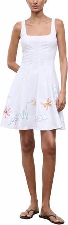 Staud Wells Mini Dress In White Multi Embroidery