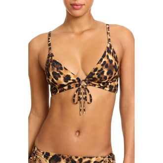 Robin Piccone Olivia Triangle Bikini Top in Brown Multi at Nordstrom, Size Large