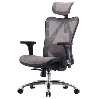Hhg Hhg - Nunca Usado] Sihoo Silla De Oficina Silla De Escritorio, Ergon&oacute;mica, Reposabrazos Regulable, 150kg De Carga Funda Gris, Armaz&oacute;n Negro - Grey